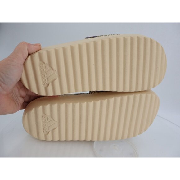 Adidas Adilette Platform Sandal Slide Crystal Sand Animal Print Men Size 11 Tan - Picture 12 of 13